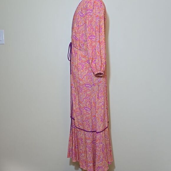 Vix Paula Hermanny Lia Long Swimwear Coverup Margritte Size Medium Tie Front - Picture 10 of 16